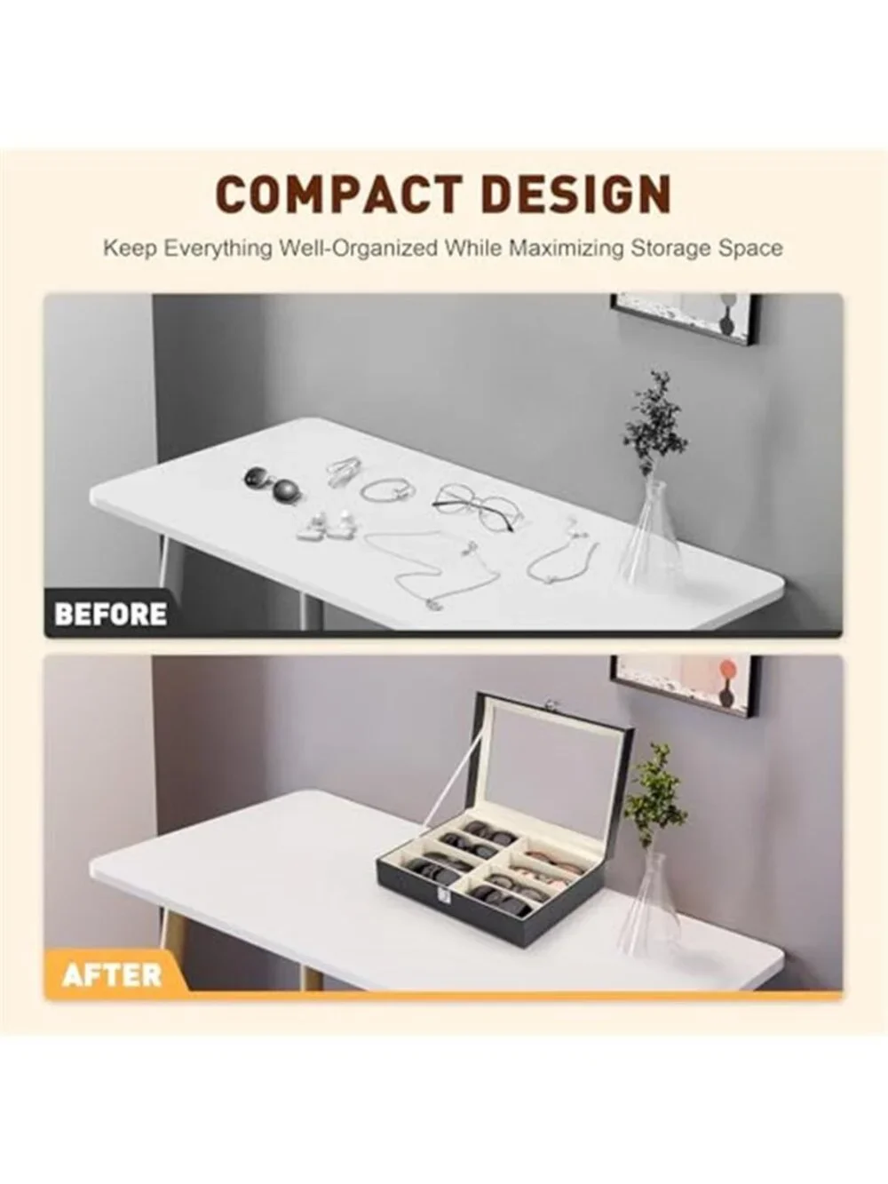Sunglasses Organizer Case Eyeglass Storage Box Watch Jewelry Display Holder